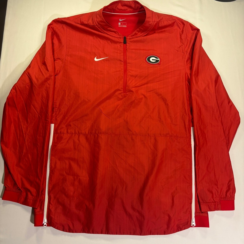 Nike Georgia Bulldogs Mens Large Red Quarter Zip Windbreaker Jacket Pullover